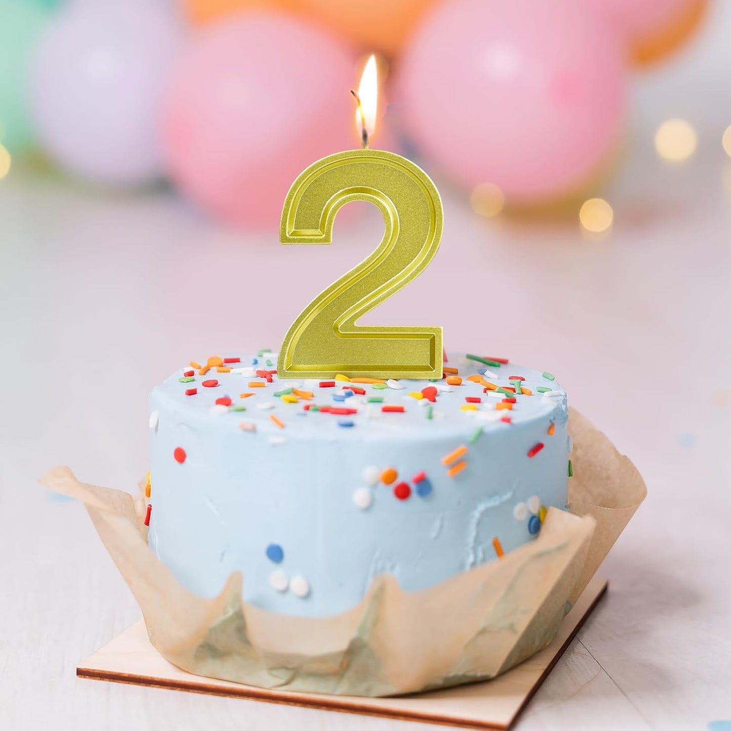 BEAN LIEVE Gold Birthday Candles Number 2, Gold Number Candles, Cake Number Candles for Birthday Parties and Wedding Anniversary Celebrations
