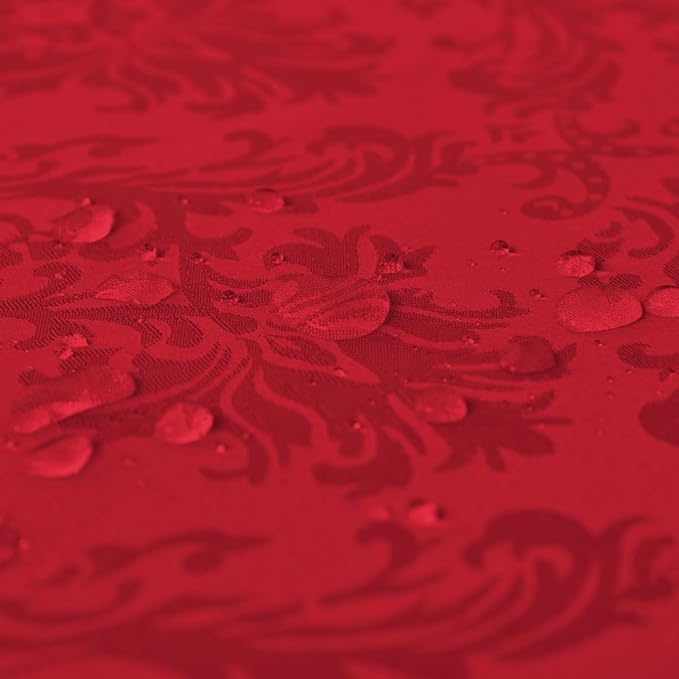 SASTYBALE Rectangle Jacquard Tablecloth, Damask Table Cloth SpillProof Wrinkle Resistant Tablecloths, Soft Polyester Oblong Table Cover for Kitchen, Dinner, Parties (Red, 60X102)