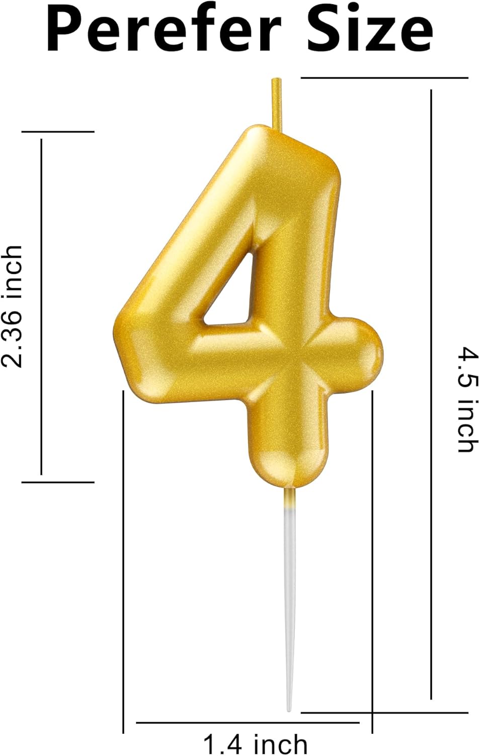 Gold Number 4 Candle Happy Birthday 3D Number Candles for Birthday Cake Party Decoration Wedding Anniversary Celebration Supplies