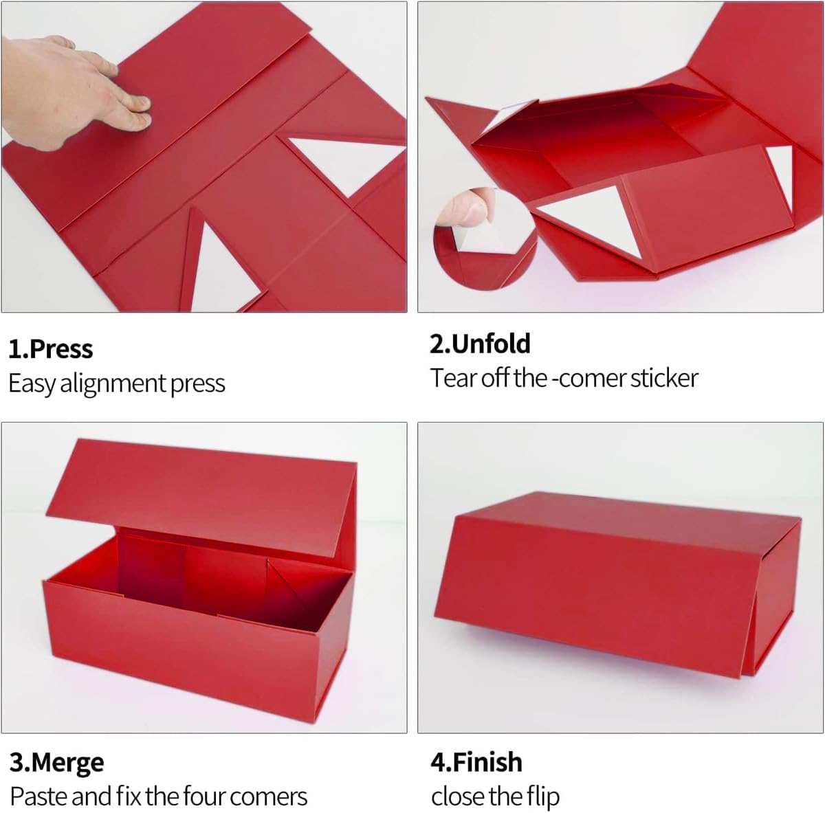 Red Gift Boxe 12" x 6" x 4" with Magnetic Closure Lid Gift Boxes for Presents,Bridesmaid Gifts Box,Cute Box,Birthday Gift box,Luxury for Gift Packaging, Magnetic Gift Box for Wrapping Gifts (Red/5PCS)