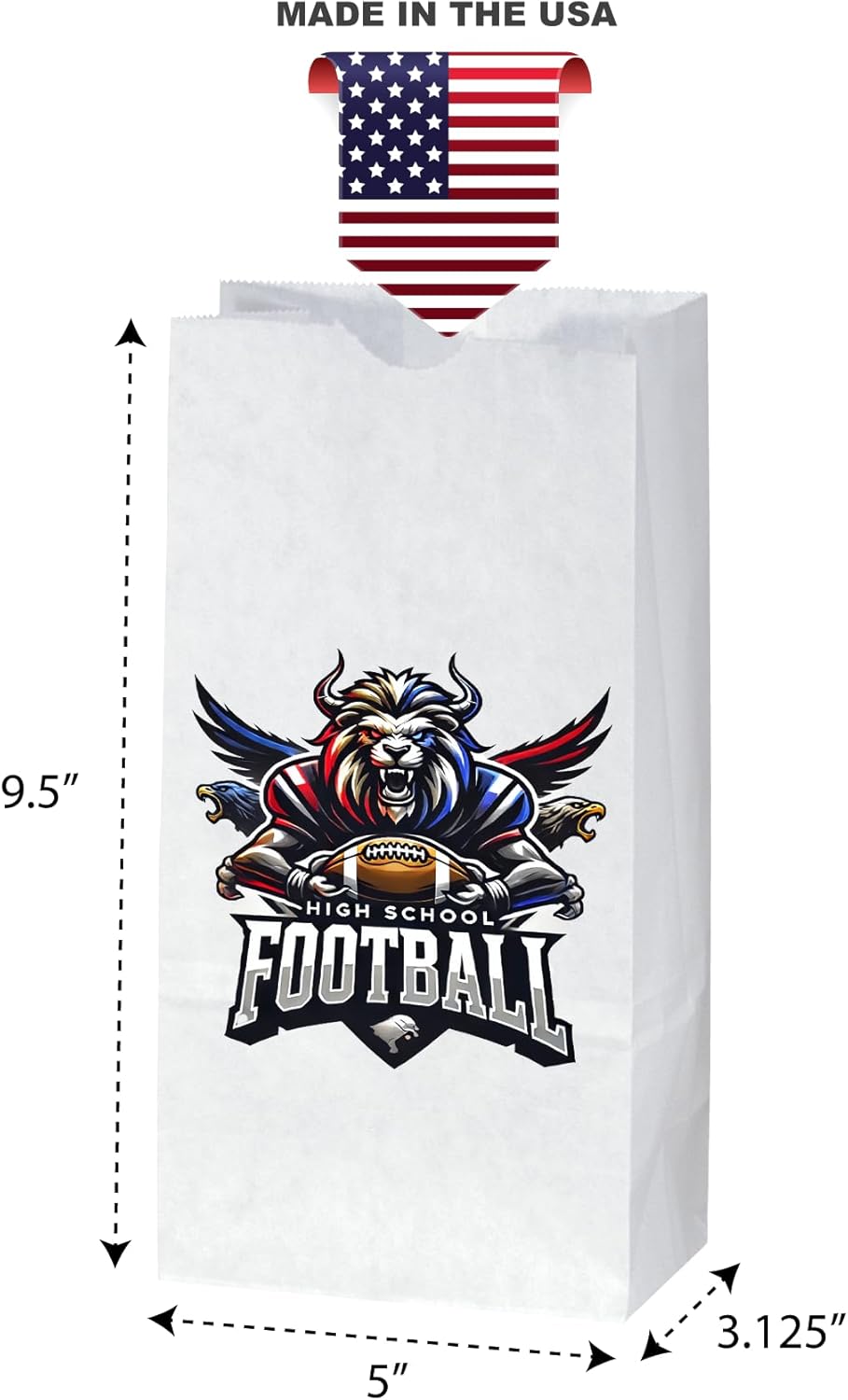 Flexicore Packaging Custom Printed White SOS Popcorn Paper Bags(10 to 1,000 QTY) (White, 5"x3.125"x9.5")