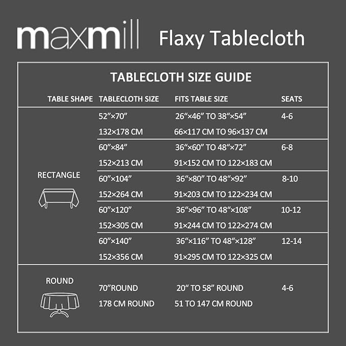 maxmill Flaxy Faux Linen Tablecloth with 2-Tone Slubby Texture Wrinkle Free Anti-Shrink Soft Table Cloth for Kitchen Dining Tabletop for Outdoor and Indoor Use Rectangle 60 x 84 Inch Light Grey