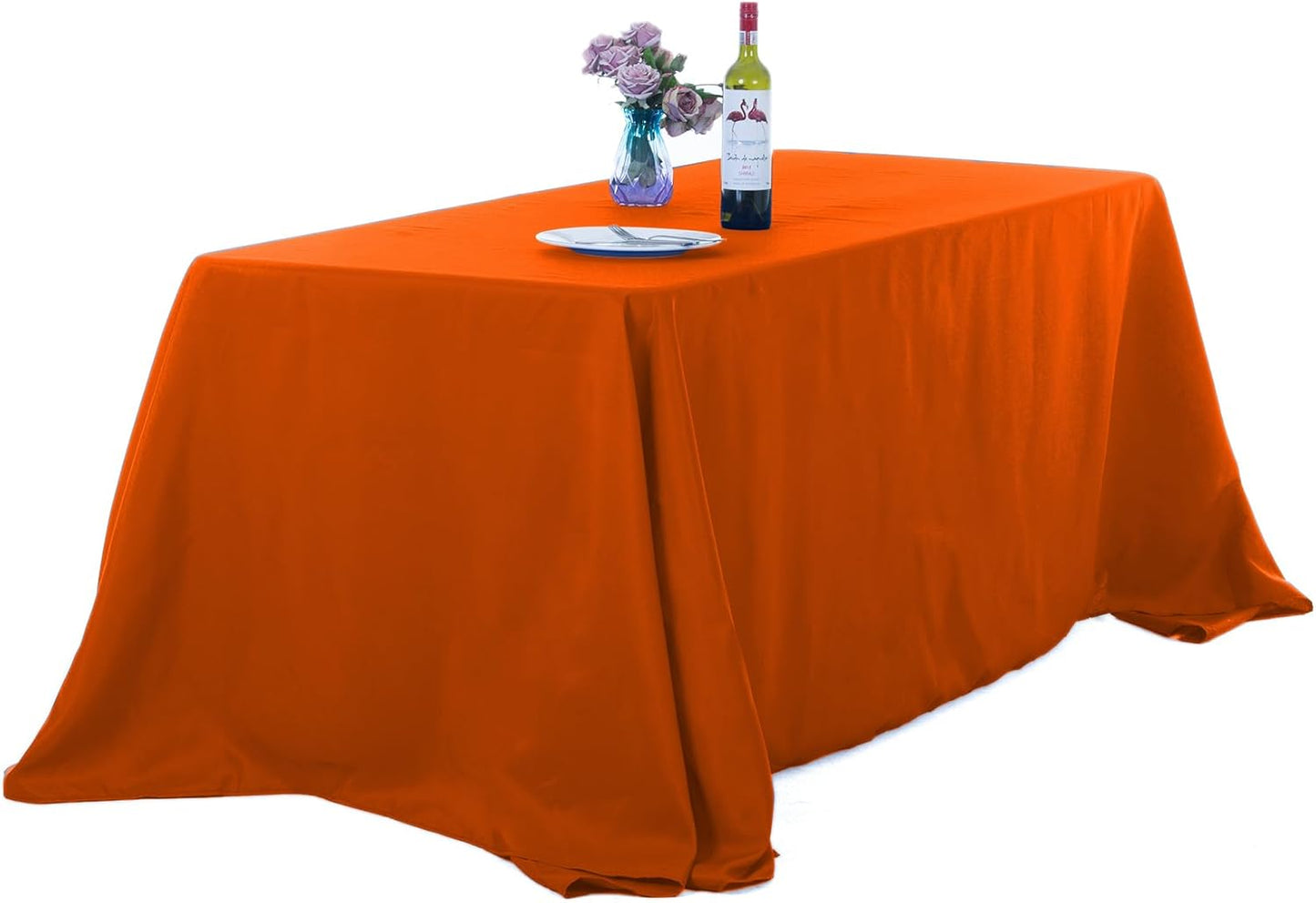 Ascoza 2pack 90x132 Inch Orange Rectangular Tablecloth 8 Feet Table Cloth in Polyester Fabric for Wedding/Banquet/Restaurant/Parties