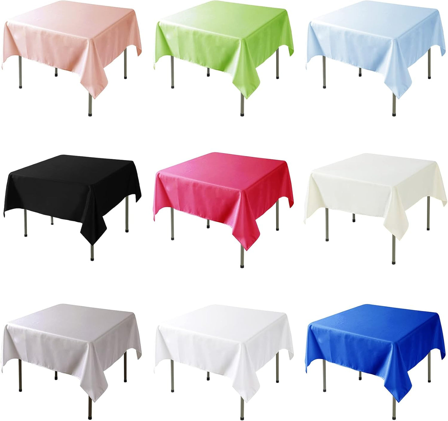 Fokitut 2 Pack Waterproof Square Tablecloth, 90x90 Inch, Stain Resistant and Wrinkle Polyester Table Cloth, Fabric Table Cover for Kitchen Dining, Wedding, Party, Holiday Dinner-Navy