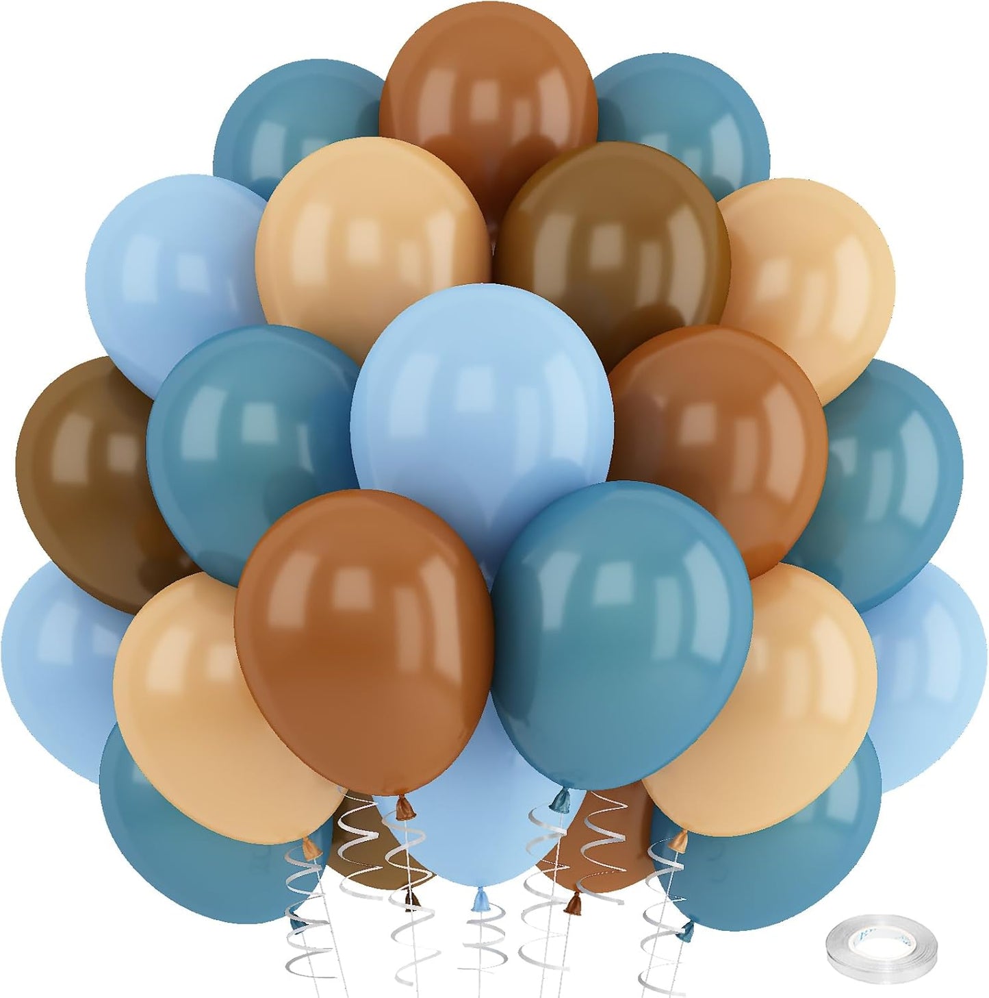 Blue Brown Balloons Dusty Blue Brown Cream Balloons for Bear Birthday Decorations 12INCH Tan Beige Nude Helium Latex Balloon for Arch Baby Shower Boy Kids Party Supplies Wedding Decor