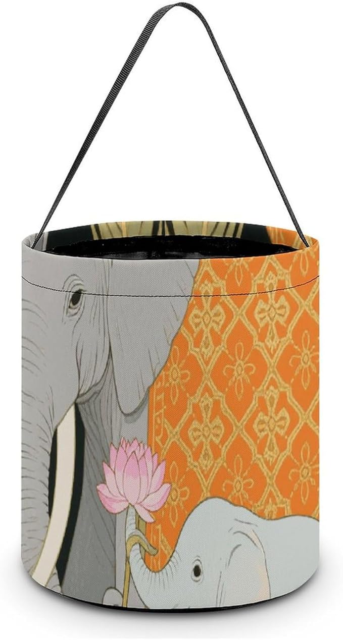Halloween Candy Bucket - Elephant And Young Elephant Trick Or Treat Candy Bag, Gift Bag for Party Favor Supplies