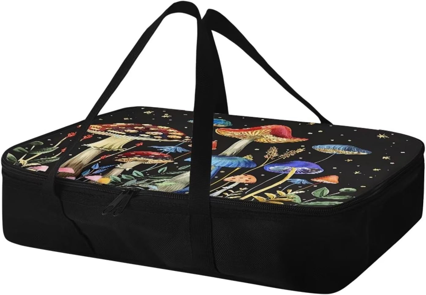 Mushroom Print Insulated Casserole Carriers Lasagna Holder Tote Reusable Hot Cold Food Carrier with Heat Resistant Lining for Hot or Cold Food for Parties Travel Potluck