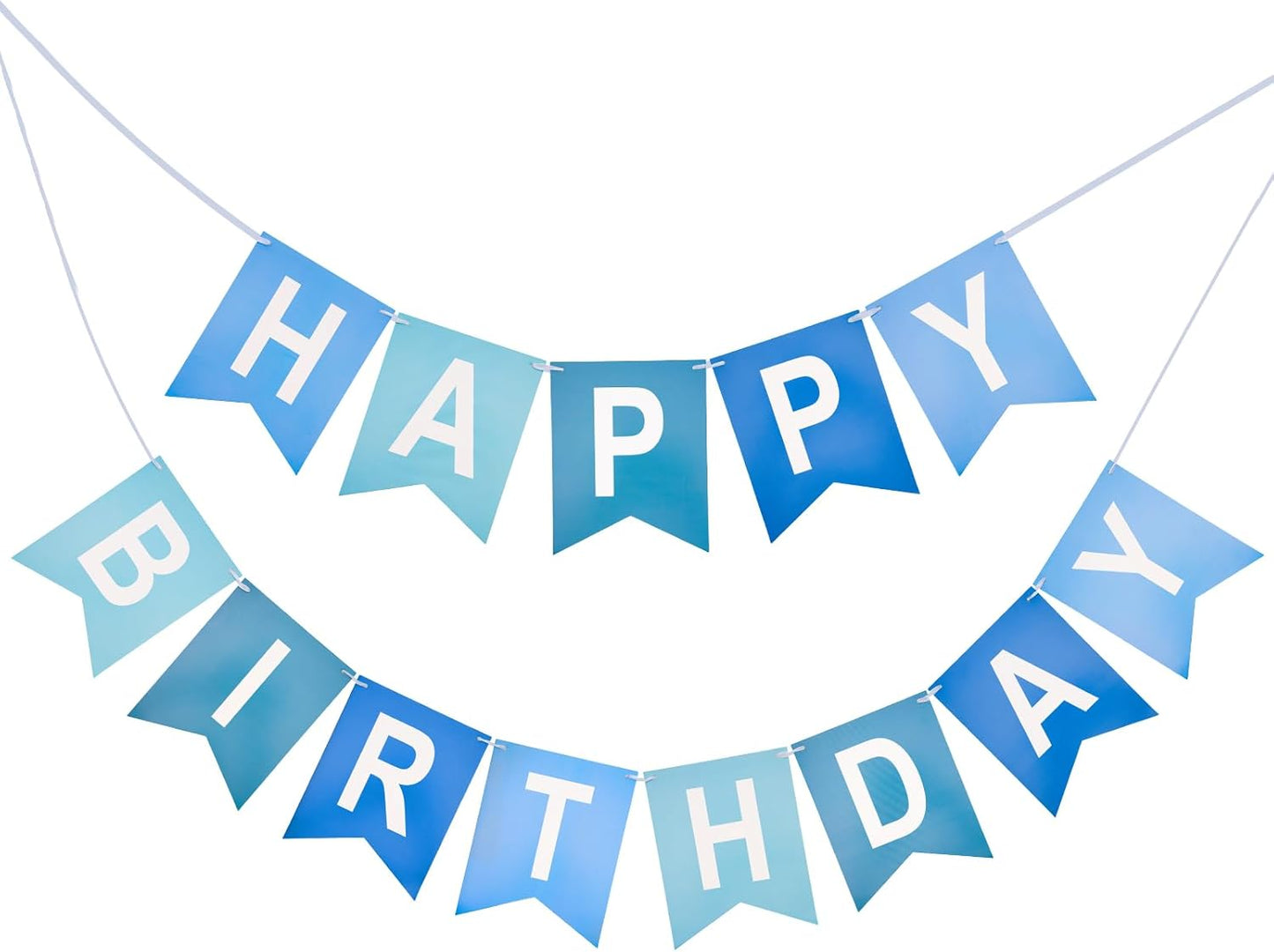 Blue Happy Birthday Banner Birthday Party Banner NO DIY Happy Birthday Sign Pre-Strung Birthday Hanging Decoration for Women Men Girl Boy Party Supplies(Blue)