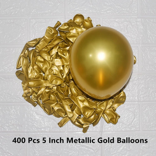 400 Pack Gold Balloons 5 Inch Metallic Chrome Gold Latex Small Balloon for Birthday Wedding Bridal Baby Shower Supplies Graduation Party Decorations