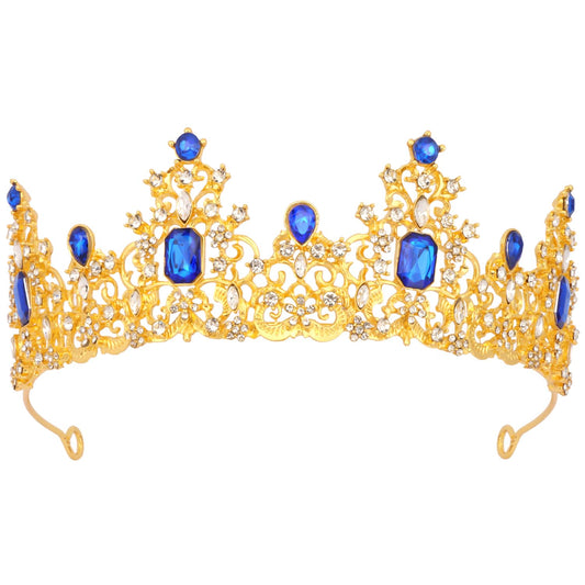 Didder Royal Blue Gold Princess Crown Birthday Tiara Prom Queen Tiaras and Crowns for Women and Girls Halloween Costume Headpiece Hair Accessories