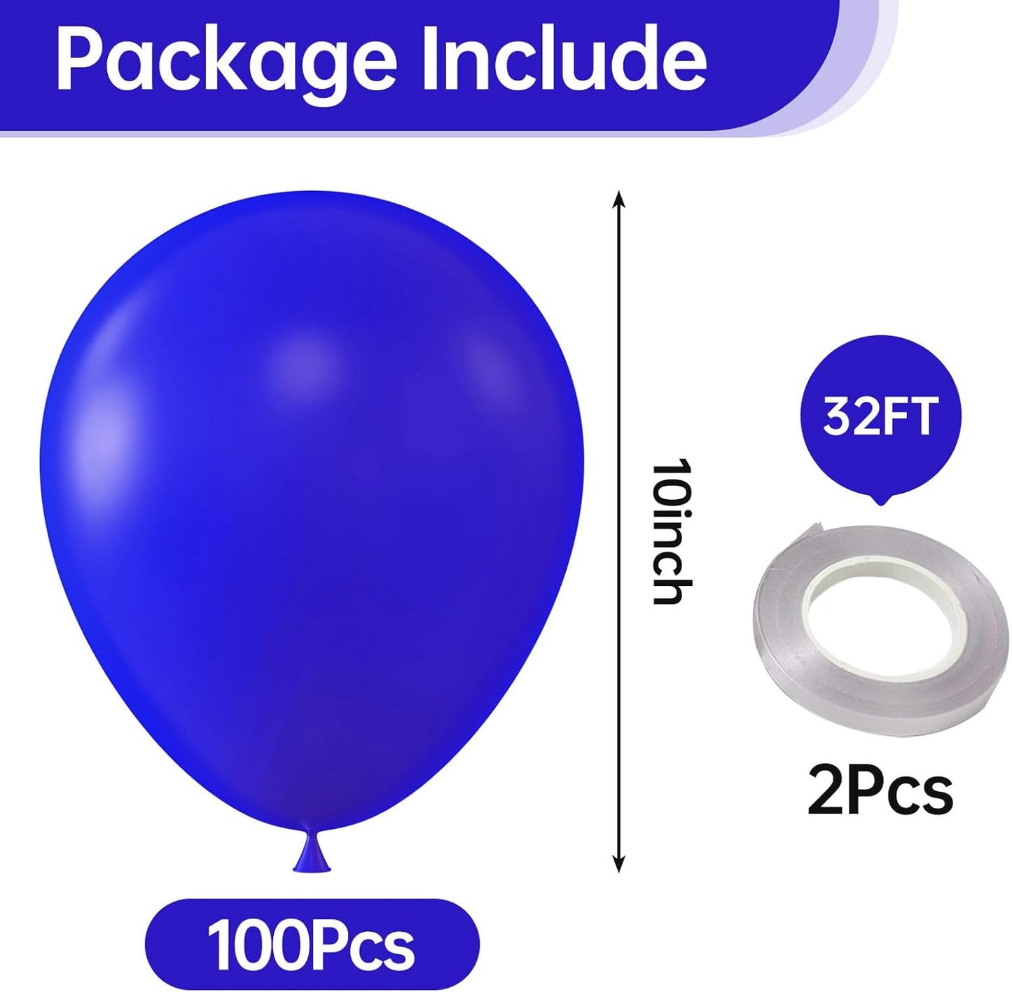 KALOR 10 Inch Royal Blue Balloons, 100 Pcs Latex Helium Balloons for Birthday Party Baby Shower Wedding Graduation Graduation Party Decorations