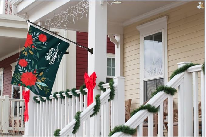 AGAS Merry Christmas Flag 3x5 Ft - Merry Christmas and Happy New Year Flags Vivid Color 200 Denier Nylon Holiday Flag With Brass Grommets for Indoor Outdoor Decoration