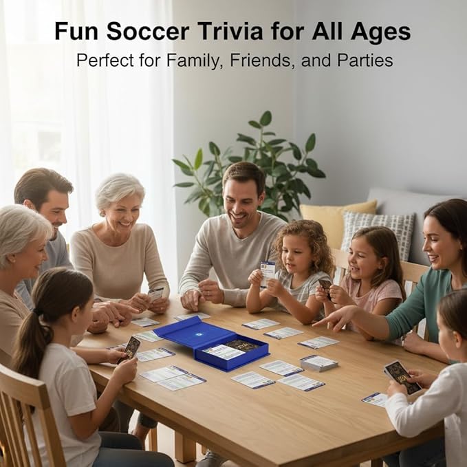 YXYOUNG 2026 World Cup Soccer Knowledge Trivia Cards Game - 100 Educational Question Cards, 5 Categories, 3 Difficulty Levels, Family and Friend Game Gift for Kids and Adults