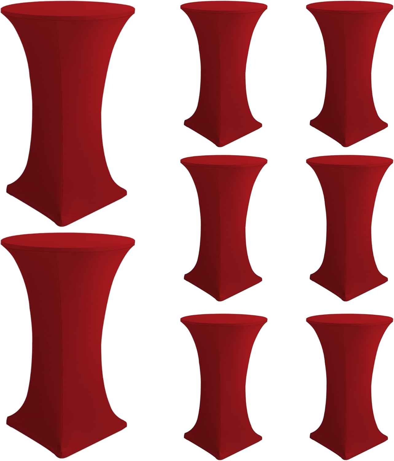 Cocktail Table Covers-Spandex Round High Top Table Cloths 8 Pack 32x43 Inch-Red Stretch Fitted Bar Tall Tablecloth for Pub Bistro Highboy Party Event Banquet Height Folding Satnding Tables