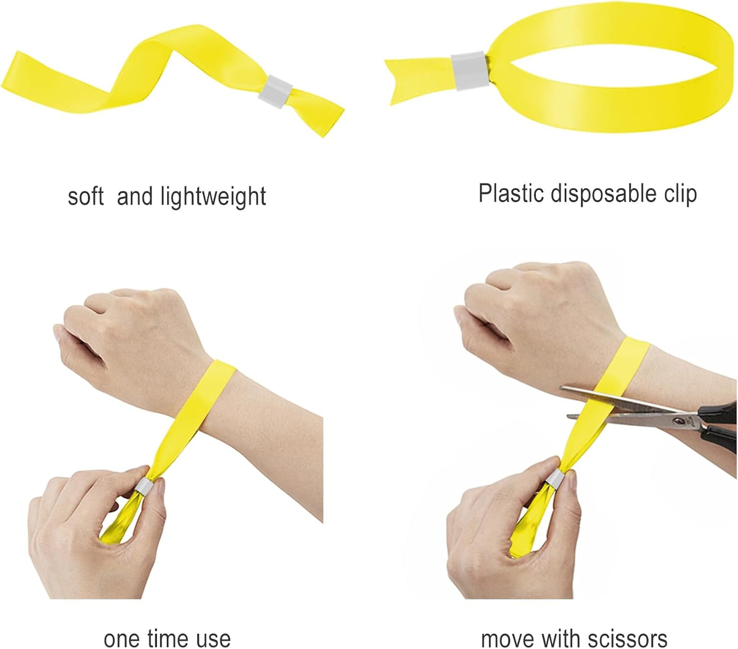 100 Pack Wrist Bands - Yellow Wristbands for Events,Wristbands for Concerts Festival Admission Party 13.7” x 0.59”