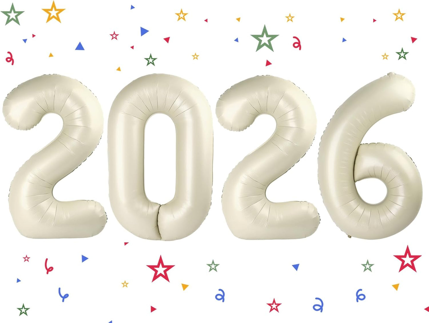 2026 Balloon - Cream Birthday Number Balloons, 40 Inch Large Foil Balloons for Men Women Boys Girls Cream Themed Birthday Decorations，Number 2026 Balloon