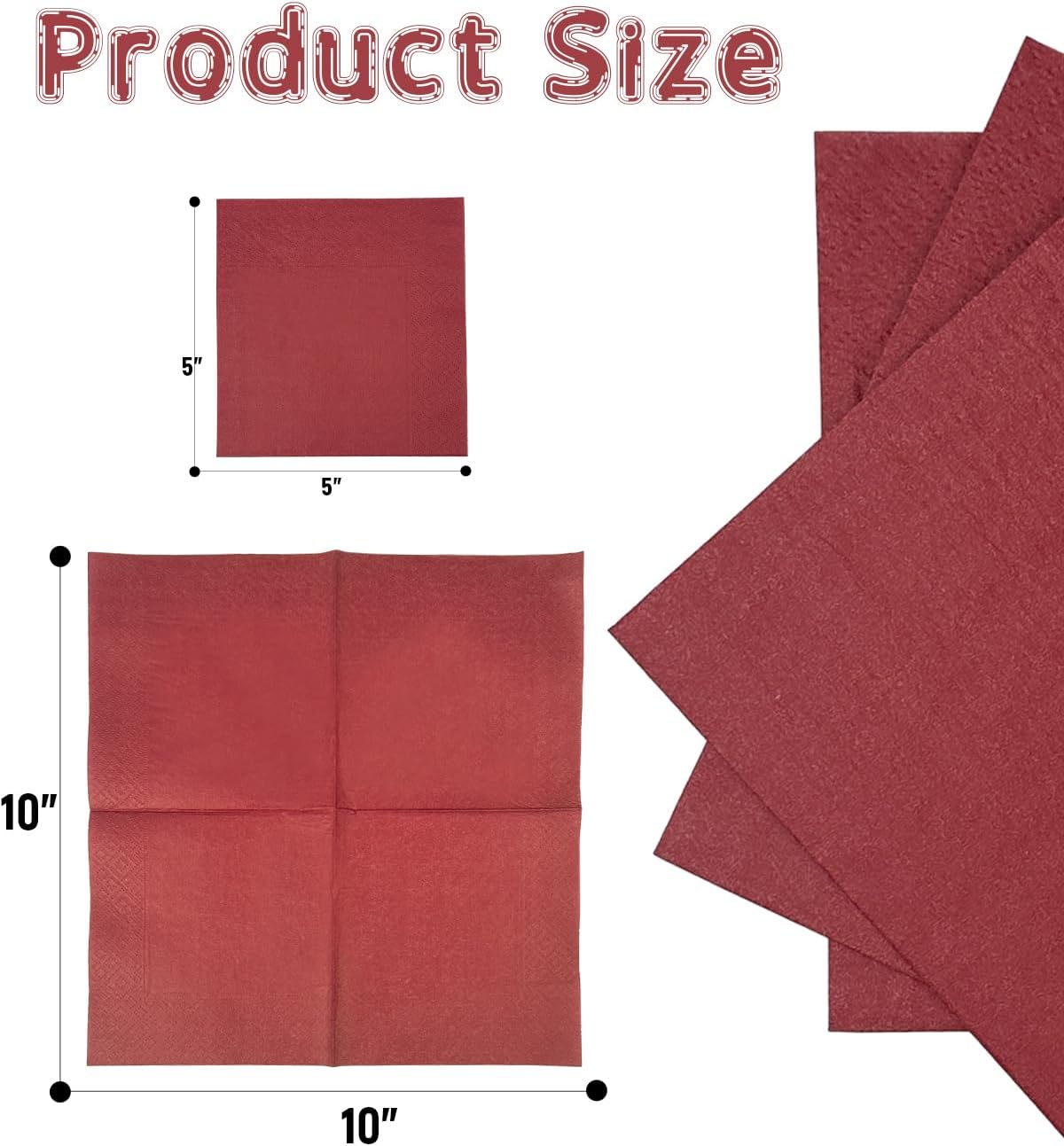 Burgundy Cocktail Napkins 5 * 5inch disposable Beverage Napkin paper for Cocktail, Wedding, Dinner，Birthday Party Dessert Wine Paper Napkins（ 120 Count）