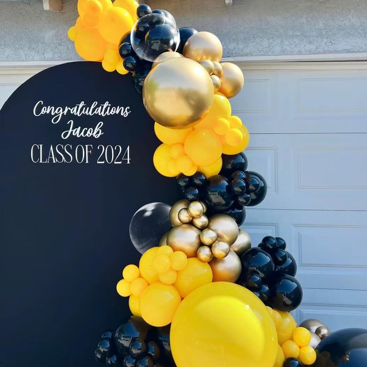 Black and Yellow Balloon Arch Kit, 151Pcs Yellow Black Bobo Balloons Garland 18 12 10 5 inch for Baby Shower Birthday Bee Bumblebee Themed Party Decoration