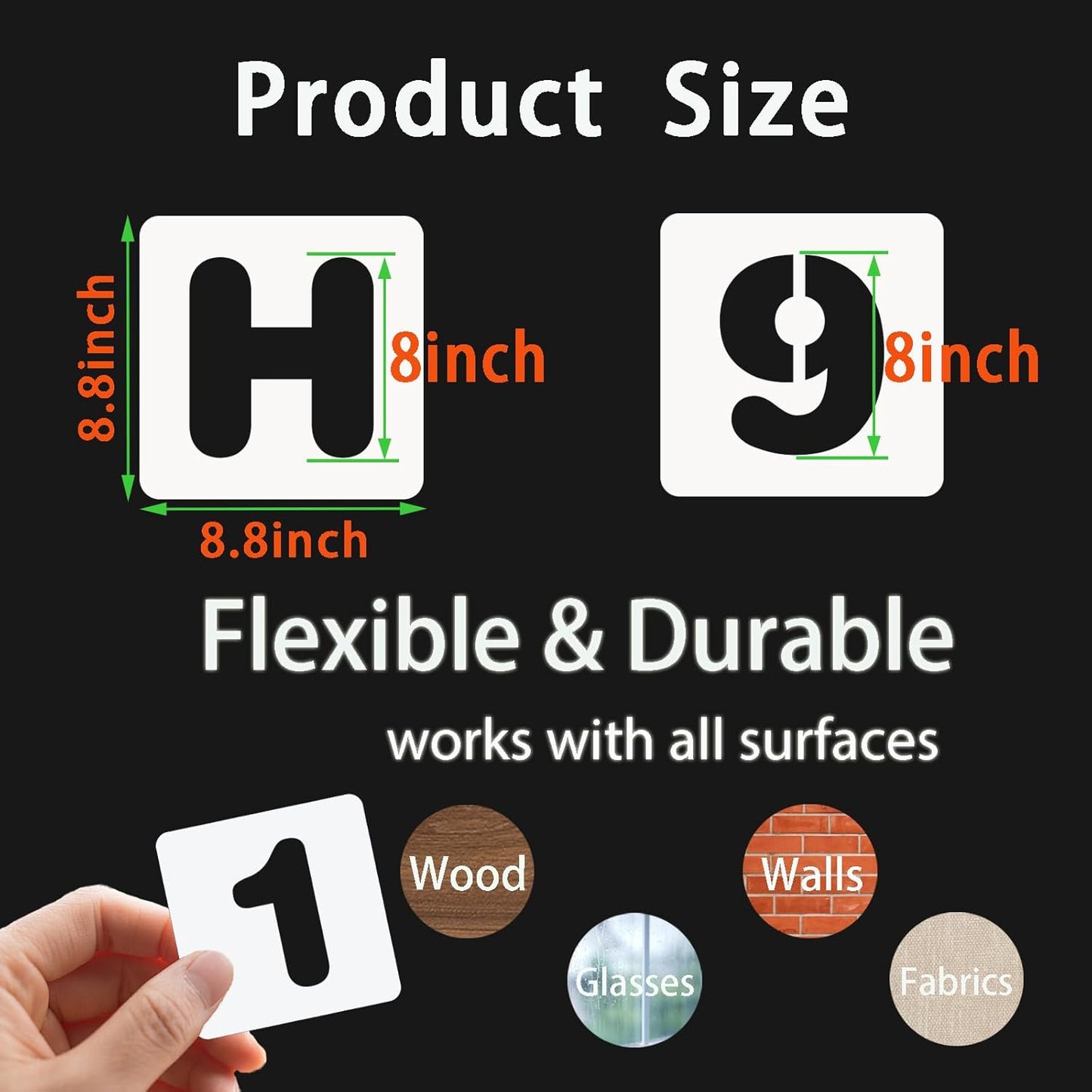 BAMIDELE 8 Inch Letter and Number Stencils, 36 Pcs Reusable Plastic Alphabet Spray Paint Stencils for Painting on Wood, Wall, Fabric, Rock, Chalkboard, Door Porch, Signage, DIY Craft Decoration