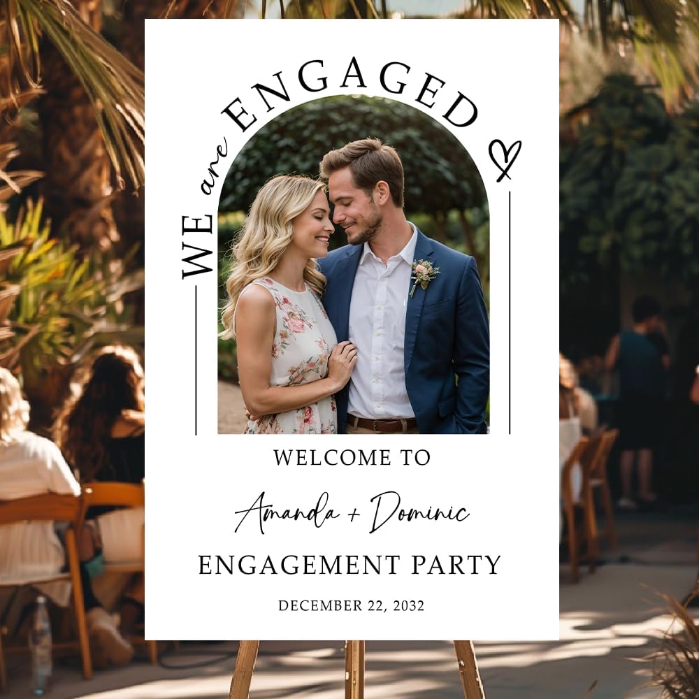 Personalized Engagement Welcome Sign – Minimalist Engagement Party Yard Sign – We’re Engaged Signs – Engagement Party Decorations for Couple - She Said Yes! (Version 8)