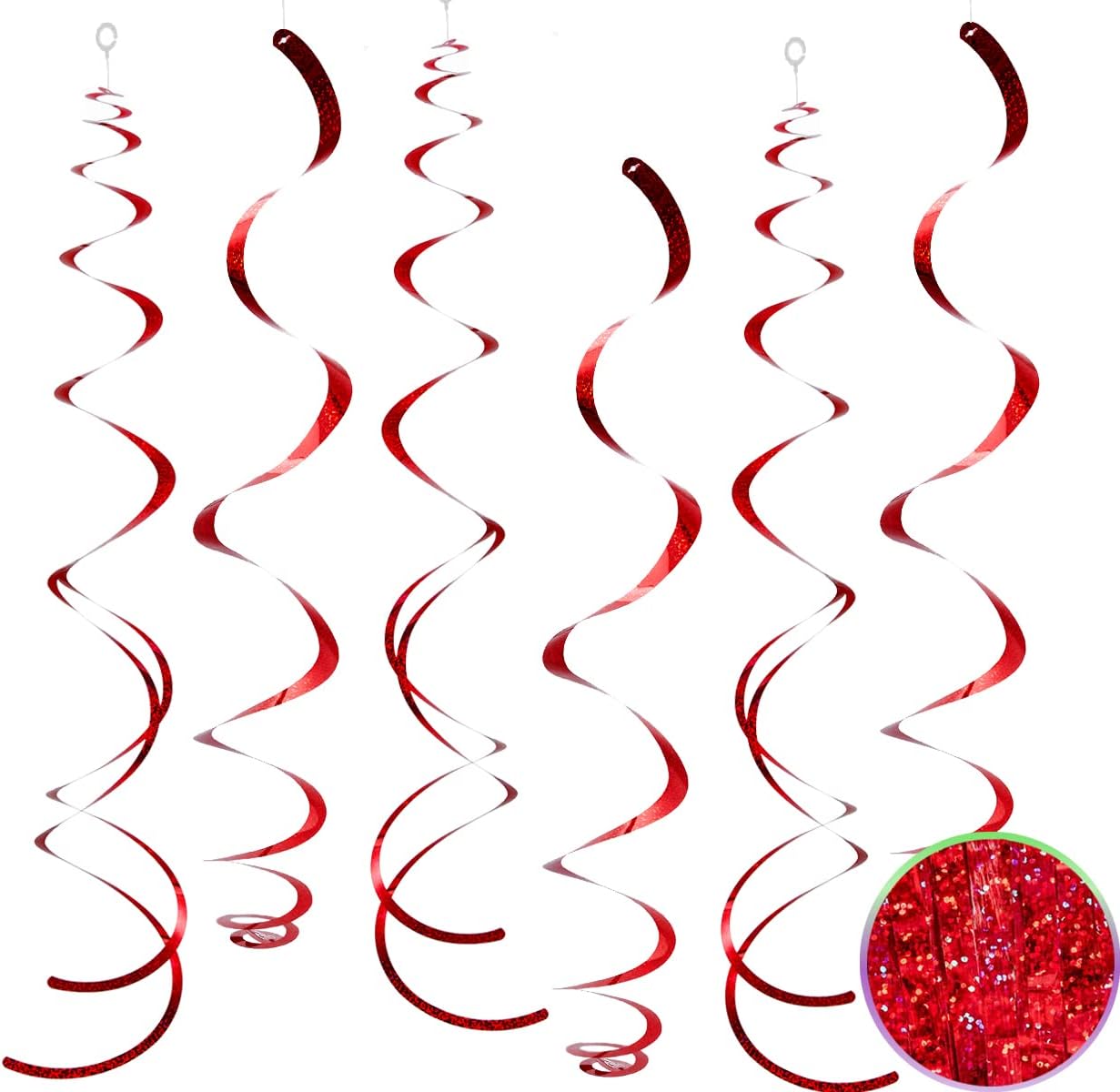 30 pcs Red Hanging Swirls Decorations Swirl Party Decorations Plastic Party Streamer for Ceiling, 26"