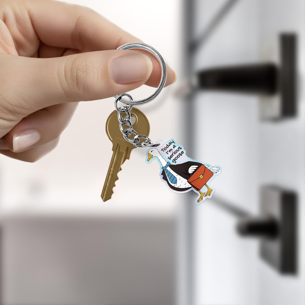 Funny Silly Goose Keychain for Women, Cute Goose Decor Acrylic Accessories Gag for Friends Coworkers Gifts