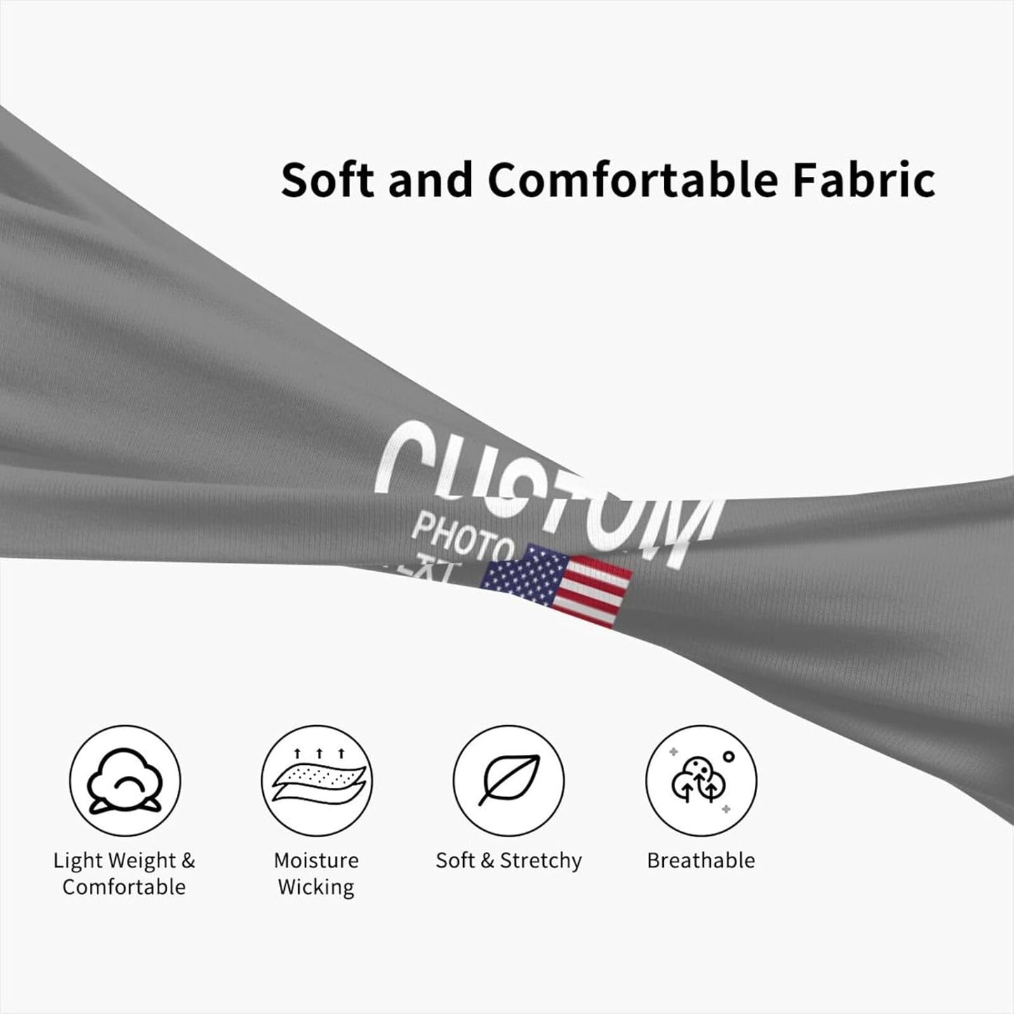 Custom Sports Headband Sweatband Bandana Add Your Photo Logo Text Number, Bulk Customized Unisex Sports Moisture Wicking Breathable Elastic