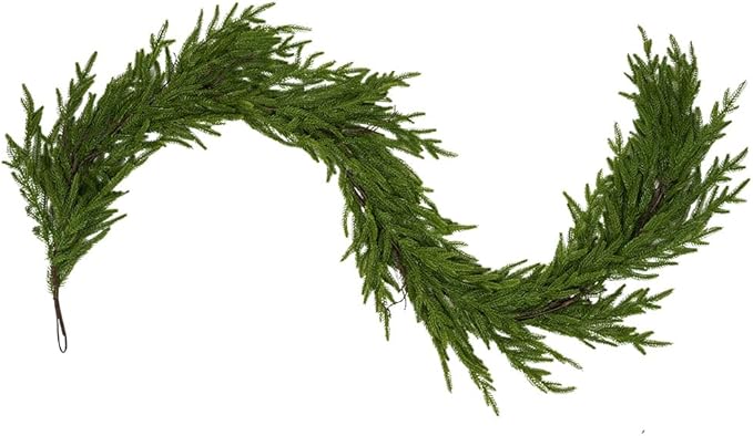 Norfolk Pine Garland,1Pcs 6ft Real Touch Norfolk Pine Garland Realistic Artificial Greenery Christmas Garland for Table, Mantle, Wall, Indoor, Outdoor Christmdas Decorations