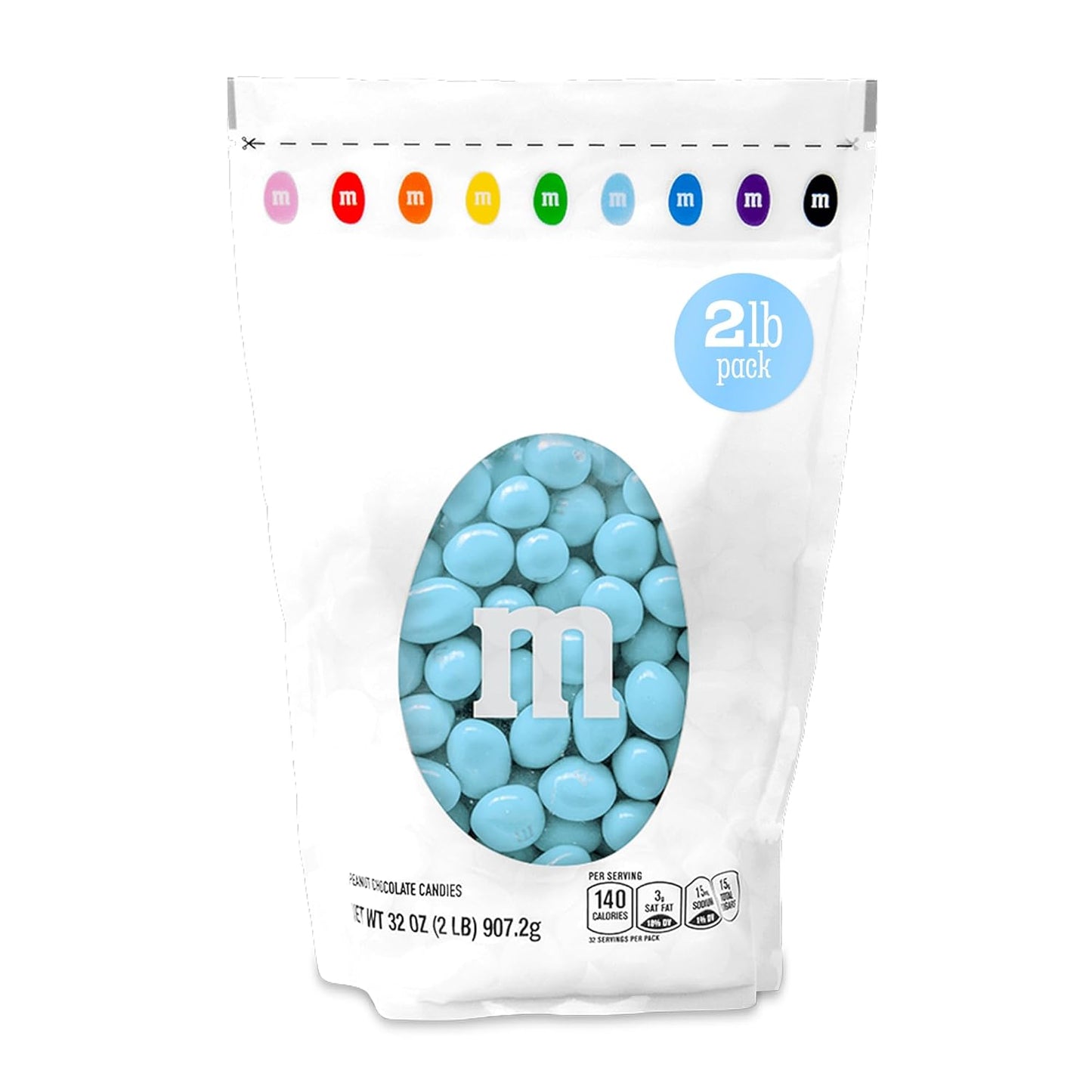 M&M’S WORLD Peanut Light Blue Chocolate Candy-2lbs of Bulk Candy in Resealable Pack for Candy Buffet,Birthday Parties,Theme Meetings,Candy Bar,Sweet Stuff for DIY Party Favors or Edible Decoration