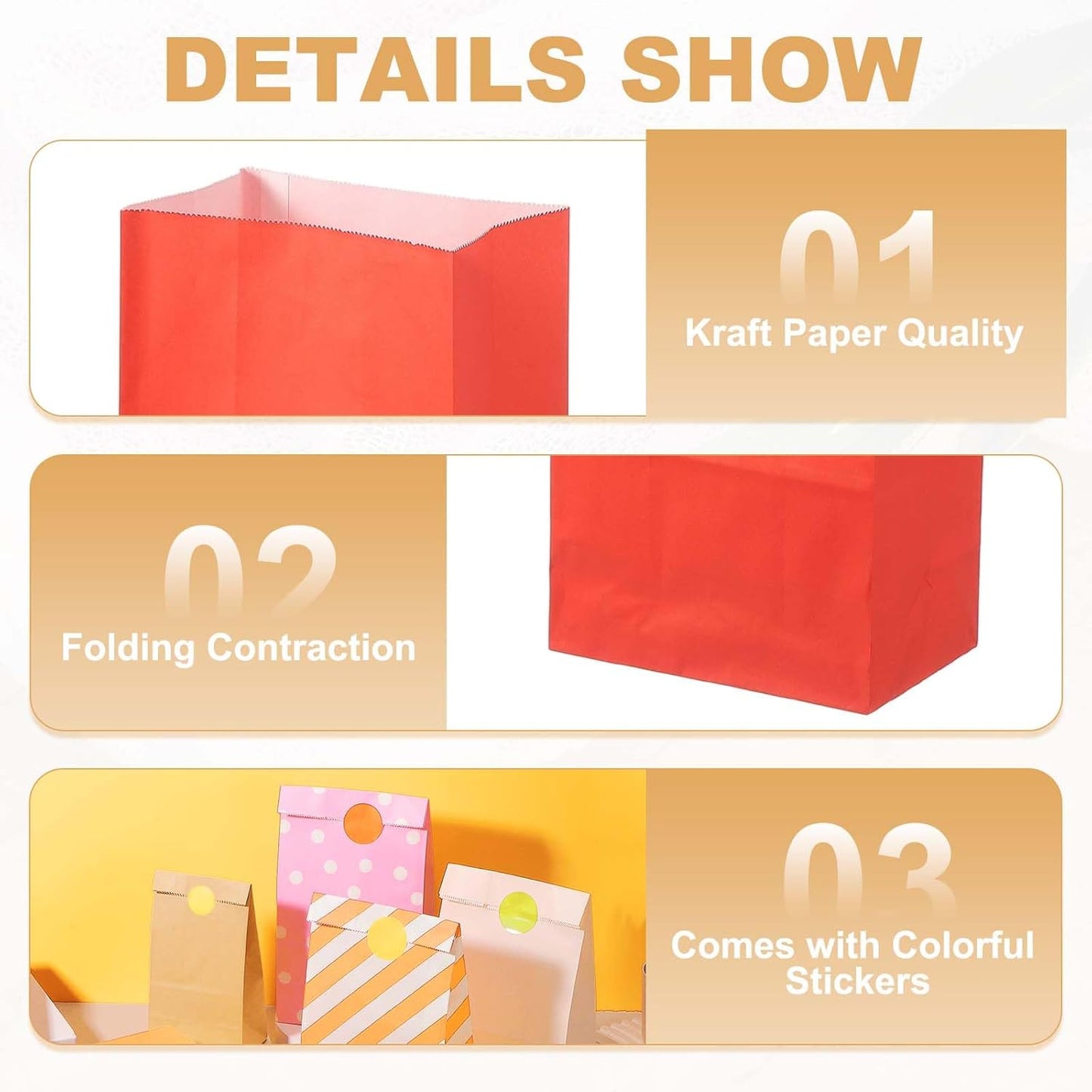 PATIKIL Party Favor Bag, 24 Pcs 5.1x3.1x9.4 Inch Medium Paper Candy Bags Gift Treat Celebration Halloween Goody Birthday Wedding Party with Stickers, Red