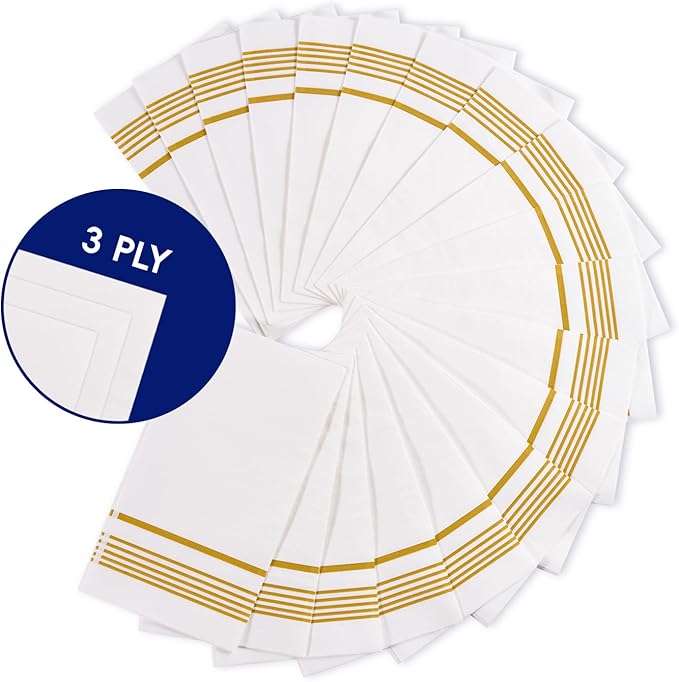 200 Pack Paper Napkins Guest Towels Disposable Premium Quality 3-ply Dinner Napkins Disposable Soft, Absorbent, Party Napkins Wedding for Kitchen, Parties, Dinners or Events