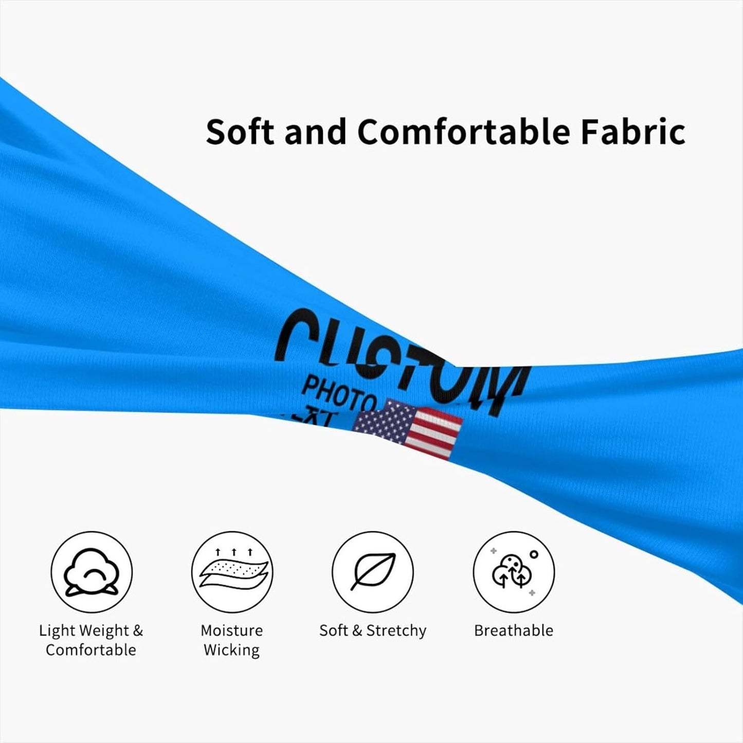 Custom Sports Headband Sweatband Bandana Add Your Photo Logo Text Number, Bulk Customized Unisex Sports Moisture Wicking Breathable Elastic