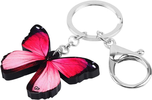 BONSNY Morpho Menelaus Butterfly Key Chains for Women Car Purse Bag Rings Pendant Charms