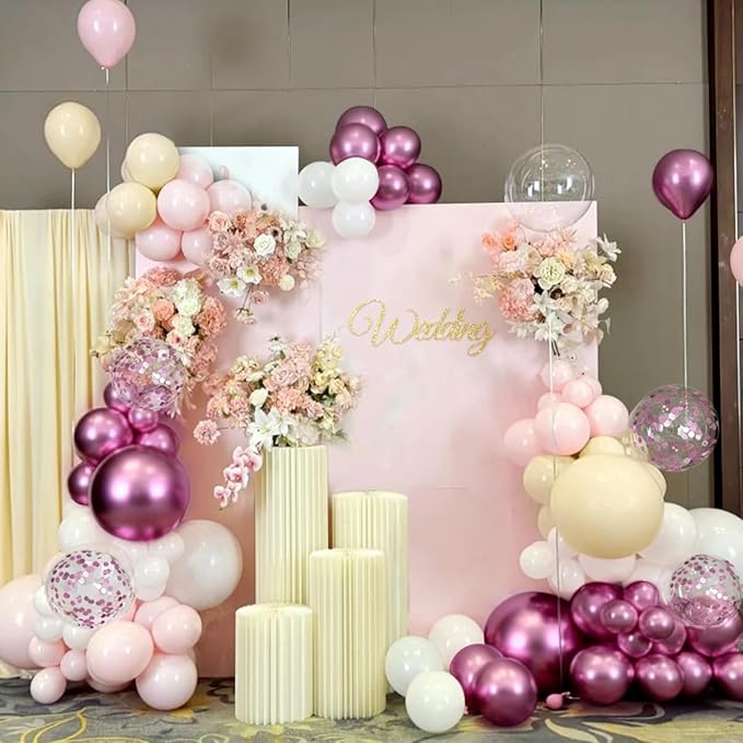 Pink and White Balloon Garland Arch Kit, 167Pcs Latex Balloons Different Sizes 18 12 10 5 inch for Women Girl Princess Birthday Bridal Baby Shower Wedding Party Decorations