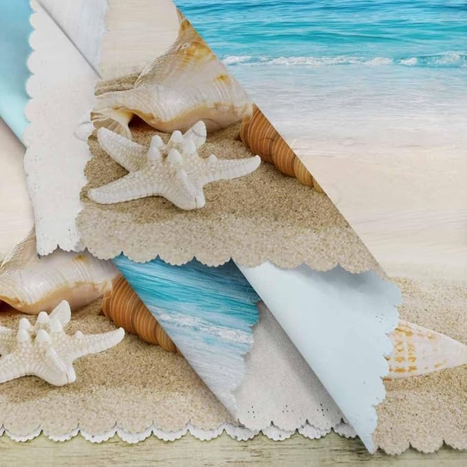 White Shells Cloth Napkins Dinner Table Napkin Ocean Tropical Beach Conch Starfish Washable Reusable Napkins Set of 4 for Kitchen Home Holiday Party Wedding 18 x 18 inch