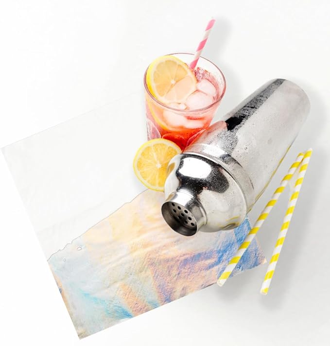 Andaz Press Holographic Silver Foil Dipped 6.5-Inch Lunch Iridescent Napkins Bulk 50-Pack Count, 3-Ply Disposable Modern Lunch Metallic Holographic Napkins for Iridescent Theme Party Baby Shower