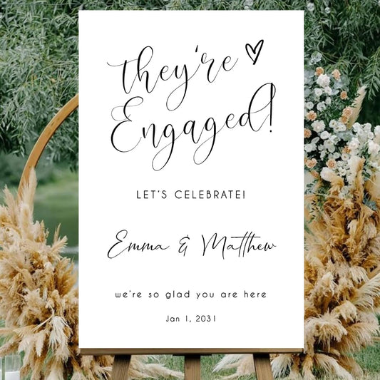 Personalized Engagement Welcome Sign – Minimalist Engagement Party Yard Sign – We’re Engaged Signs – Engagement Party Decorations for Couple - She Said Yes! (Version 2)
