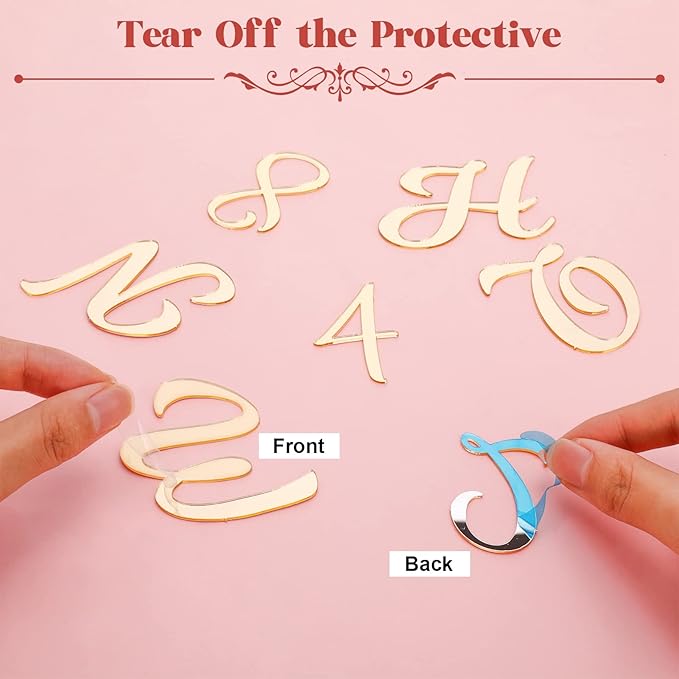 Jspupifip 64 Pcs Acrylic Cake Alphabet Numbers Topper, Mirror Number 0-9 and Alphabet A-Z Personalized Cake Picks Decor Anniversary Wedding Baby Shower Party Supplies(Gold)