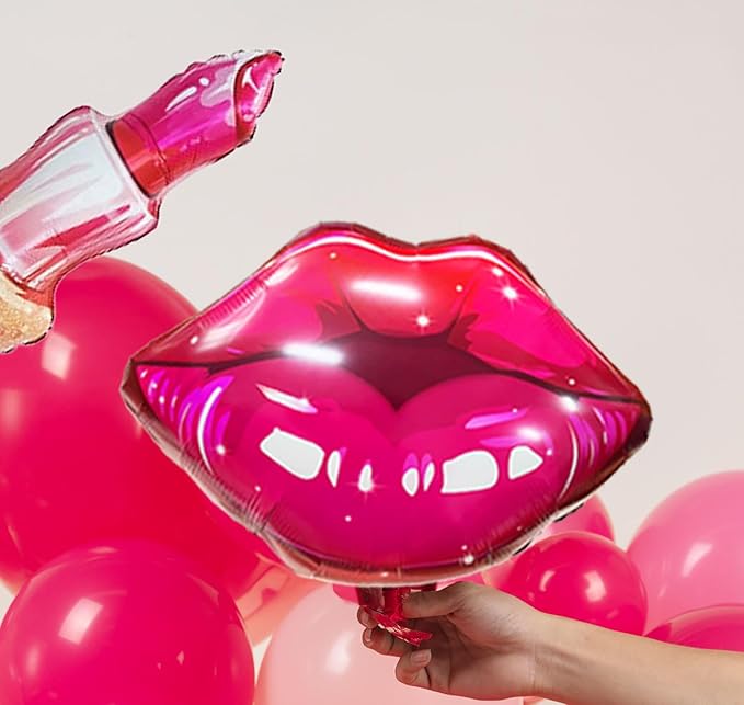 Pink Red Balloon Garland Arch Kit 108 Pcs with Foil Star Lip Balloons for Girl woman birthday Mother's Day Valentine galentines Bridal Shower Engagement Wedding theme party decorations