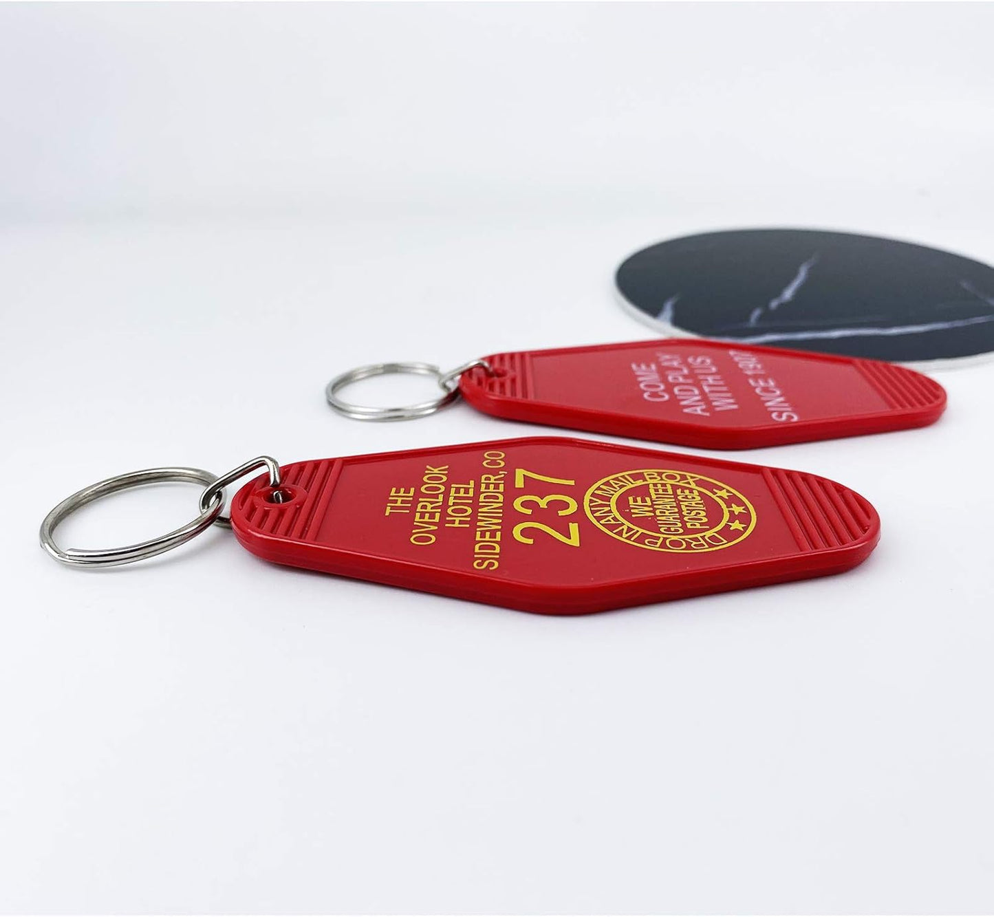 LAXPICOL 2PCS Hotel Motel Keychain The Overlook hotel Come And Play With Us Since 1907