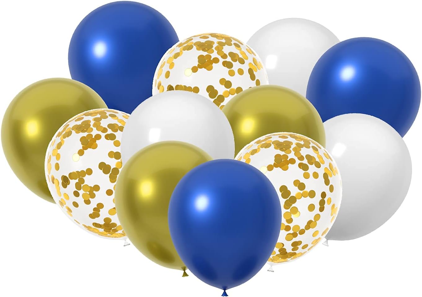 60 Count 12-Inch Navy Blue Gold White Latex Balloons - Graduation Wedding Birthday Decorations, Baby Shower And New Year Party Supplies