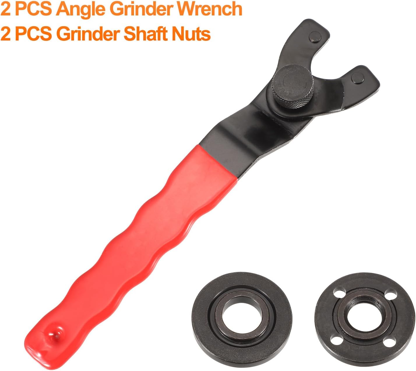 HARFINGTON Adjustable Angle Grinder Wrench Set 0.4"-1.9" Range Universal Lock Nut Pin Spanner Wrench with Grinder Shaft Nut for Angle Grinder Table, Red