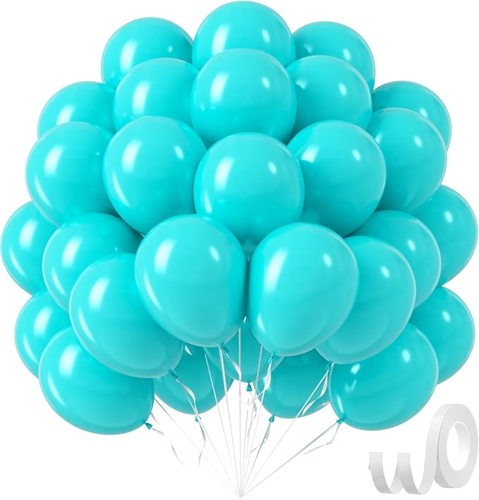 Teal Balloons 12 inch, Turquoise Latex Balloons 50pcs Party Balloons for Birthday Wedding Baby Shower Gender Reveal Bridal Birthday Party Decorations
