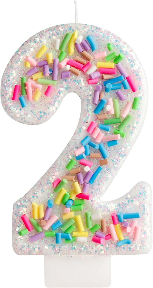 Girls Colorful Candy Birthday Candle,2nd Birthday Candle for Party Supplies,Candles for Cake Decoration,2.76 inch Number 2 Girl Boy Cake Topper Wedding Anniversary Pastel Sweet Theme Party Decoration