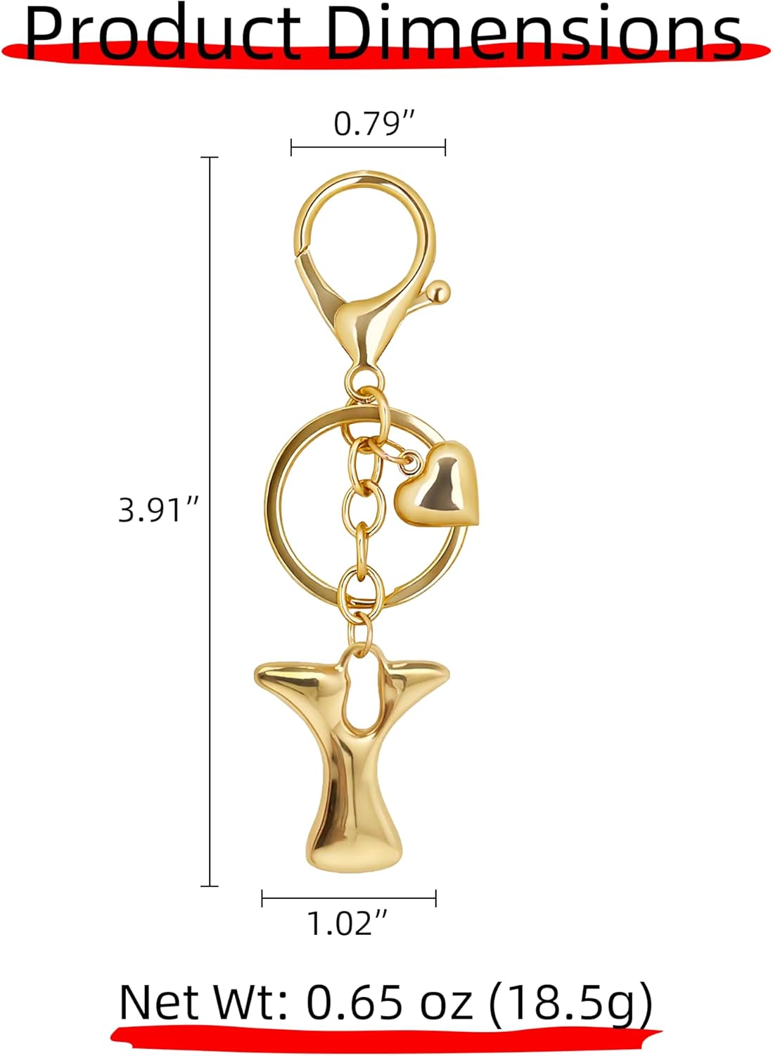 Gold Bubble Heart Initial Bag Charms for Handbags – Cute Initial Letter Keychain for Women, Purse Charms, Gold Gift