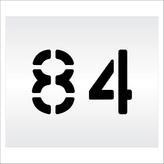 Pavement, Curb, and WheelStop Stencils - 6 inch Double Number Stencil - (84) - 6" x 9" x 1/8" (128 mil) - Pro-Grade
