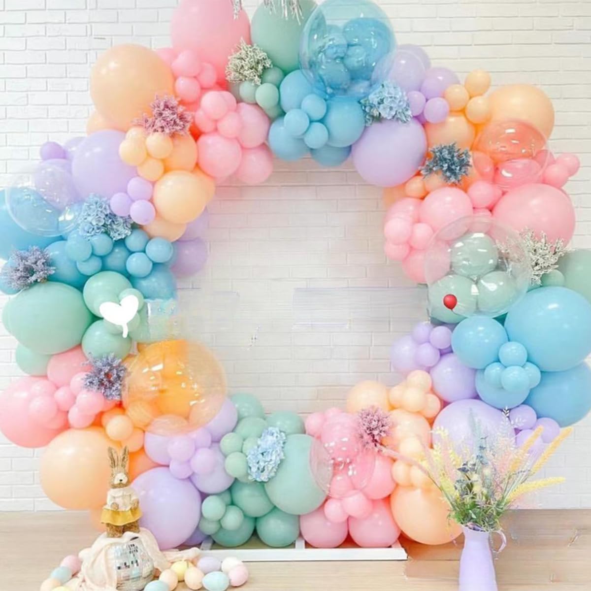 Pastel Balloon Garland Arch Kit 146Pcs Macaron Pink Blue White Yellow Latex Balloons Different Sizes 18 12 10 5 Inch for Gender Reveal Baby Shower Wedding Birthday Party Decoration