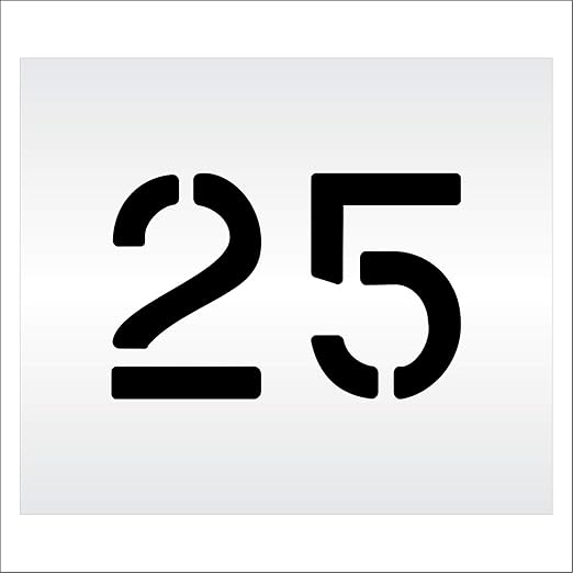 Pavement, Curb, and WheelStop Stencils - 6 inch Double Number Stencil - (25) - 6" x 9" x 1/16" (63 mil) - Light-Duty