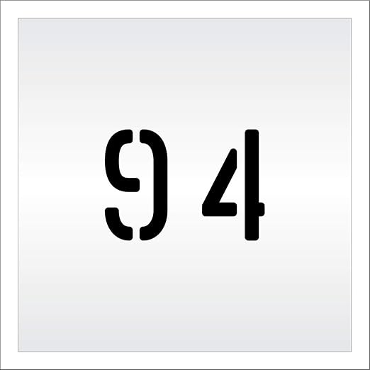 Pavement, Curb, and WheelStop Stencils - 4 inch Double Number Stencil - (94) - 4" x 5.5" x 1/8" (128 mil) - Pro-Grade