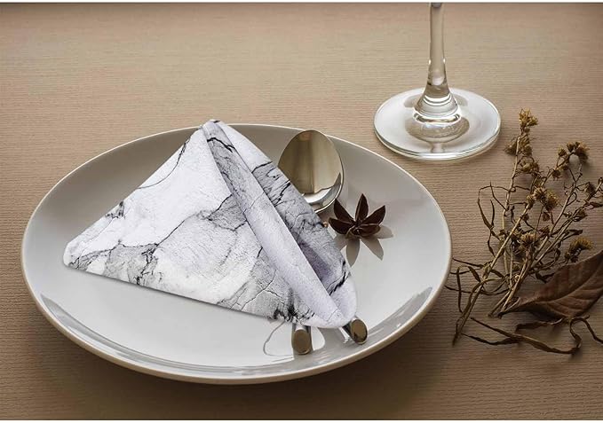 Grey Marble Texture Cloth Napkins Set of 4 Soft Mineral Rock Textures Polyester Dinner Square Napkin for Family Restaurant Weddings Parties 18 x 18 inch